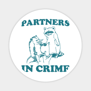 Partners In Crime, Cartoon Meme Top, Raccoon opossum Vintage Cartoon Magnet